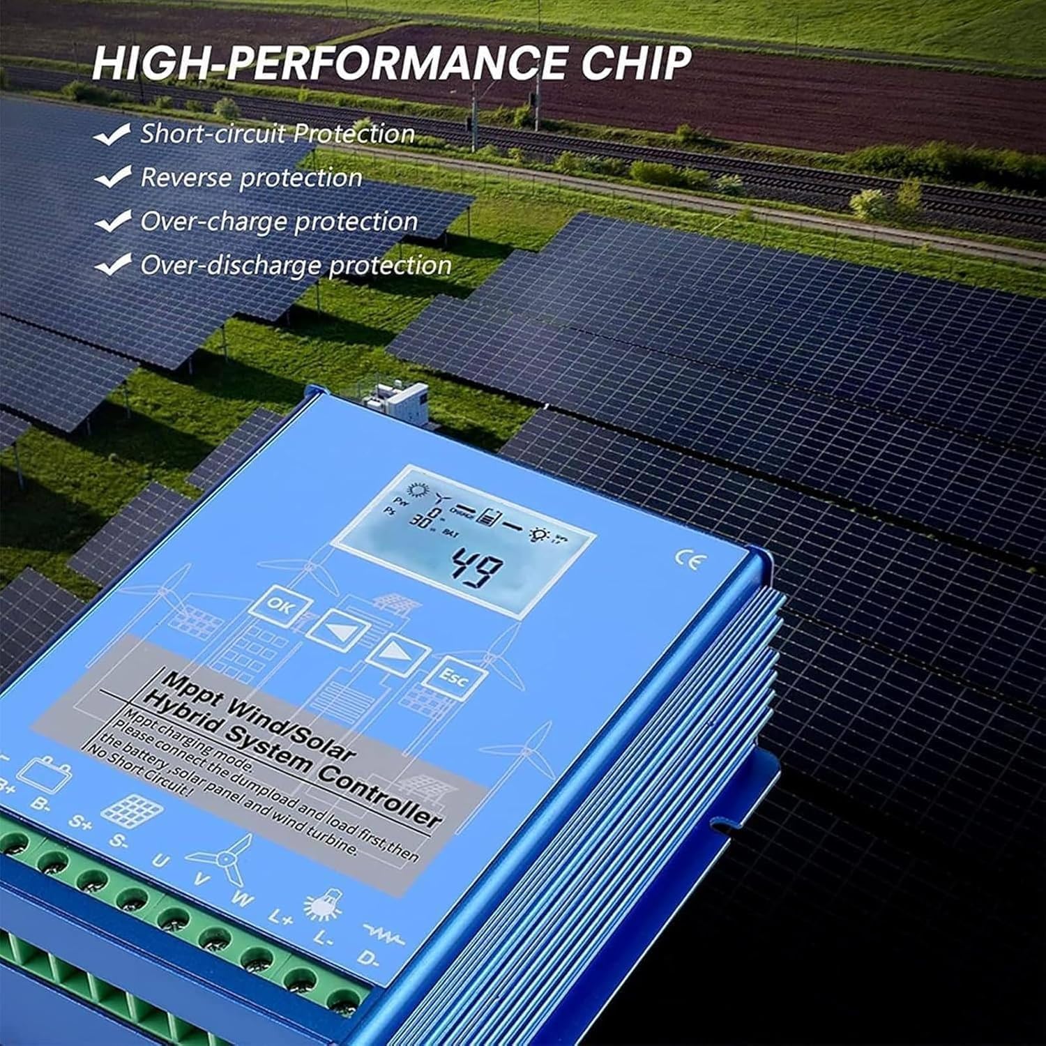 9000W Wind Solar Hybrid MPPT Charge Controller Off Grid LCD Display Boost Charging Multifunctional Wind Solar Controller Wind Turbine