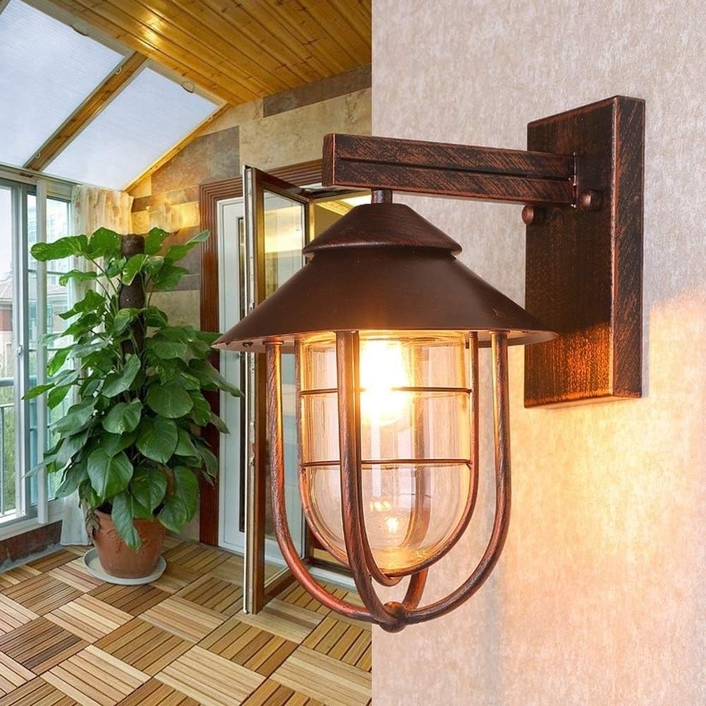 11.7in Creative Vintage Wall Sconce Waterproof Outdoor Wall Lamp Lighting Fixture Antique Aluminum Rustproof E27 Wall Light Exterior Wall Lantern For Porch Villa Outside Wall Pavilion Patio Gar