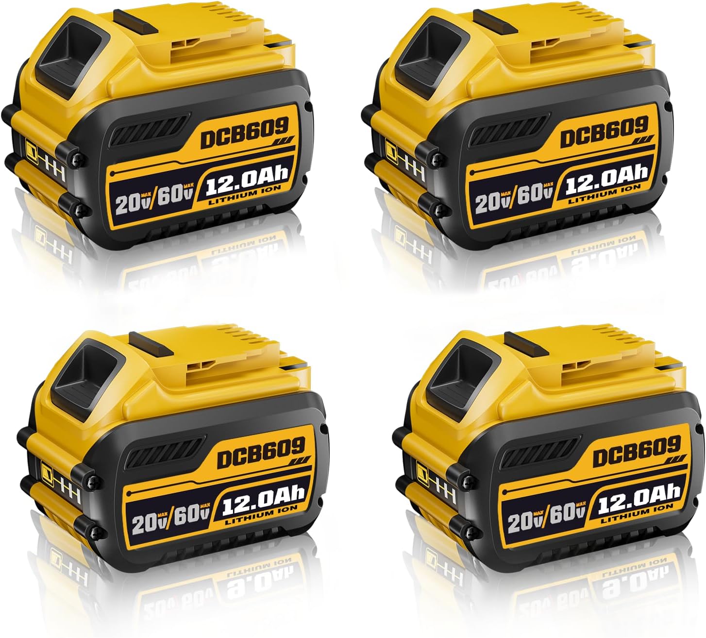 4Pack DCB606 12000mAh Battery Replacement for Dewalt 20V/60V Max Batteries Compatible with Dewalt 20V/60V Cordless Power Tools DCB606 DCB609 DCB612 DCB200 DCB206