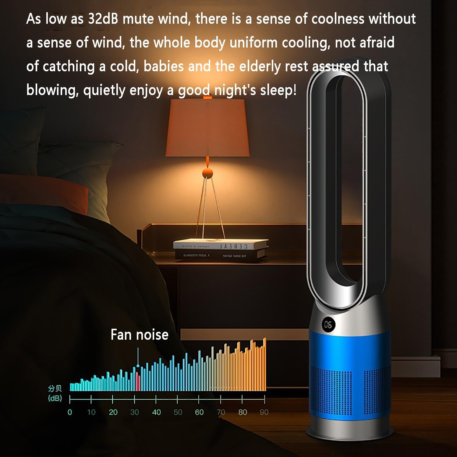 Floor Fan Air Circulation Fan Quiet Bladeless Fan Oscillating Tower Fan with Remote, 8 Speeds, 8H Timer, 80° Oscillating Pedestal Fan, Portable Cooling Fan for Bedroom, Home, Office(Blue)