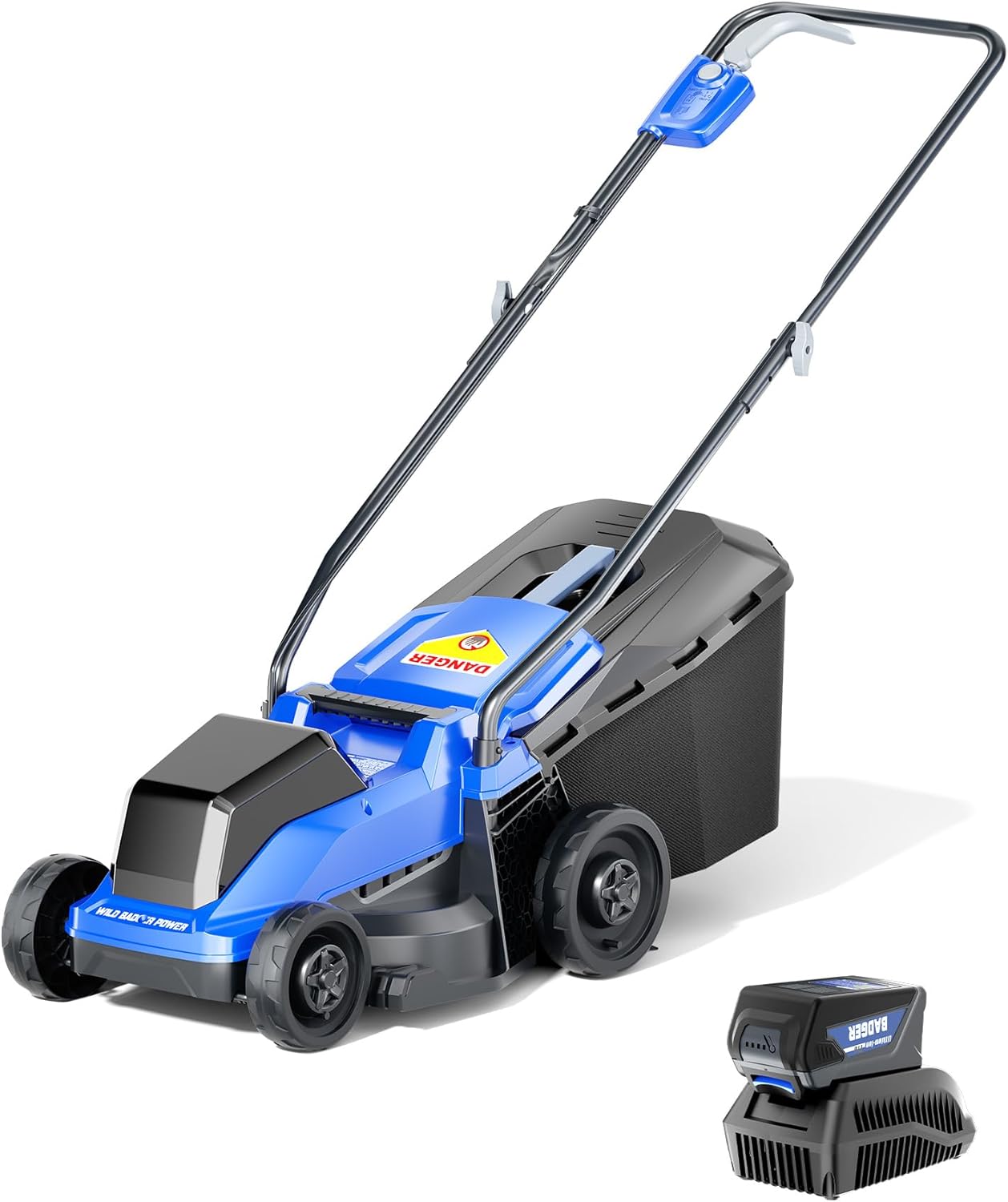 Wild Badger Power 40V 14″ Cordless Lawn Mower Brushless,5,445 sq ft/0.125 ac,1×4.0Ah Battery & Fast Charger, 5-Position Height,for Townhomes & Small Yards