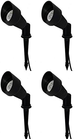 Best Pro Lighting 6W LED Fiberglass Bullet Lights Pack of 4 in Black Finish 12 Volt