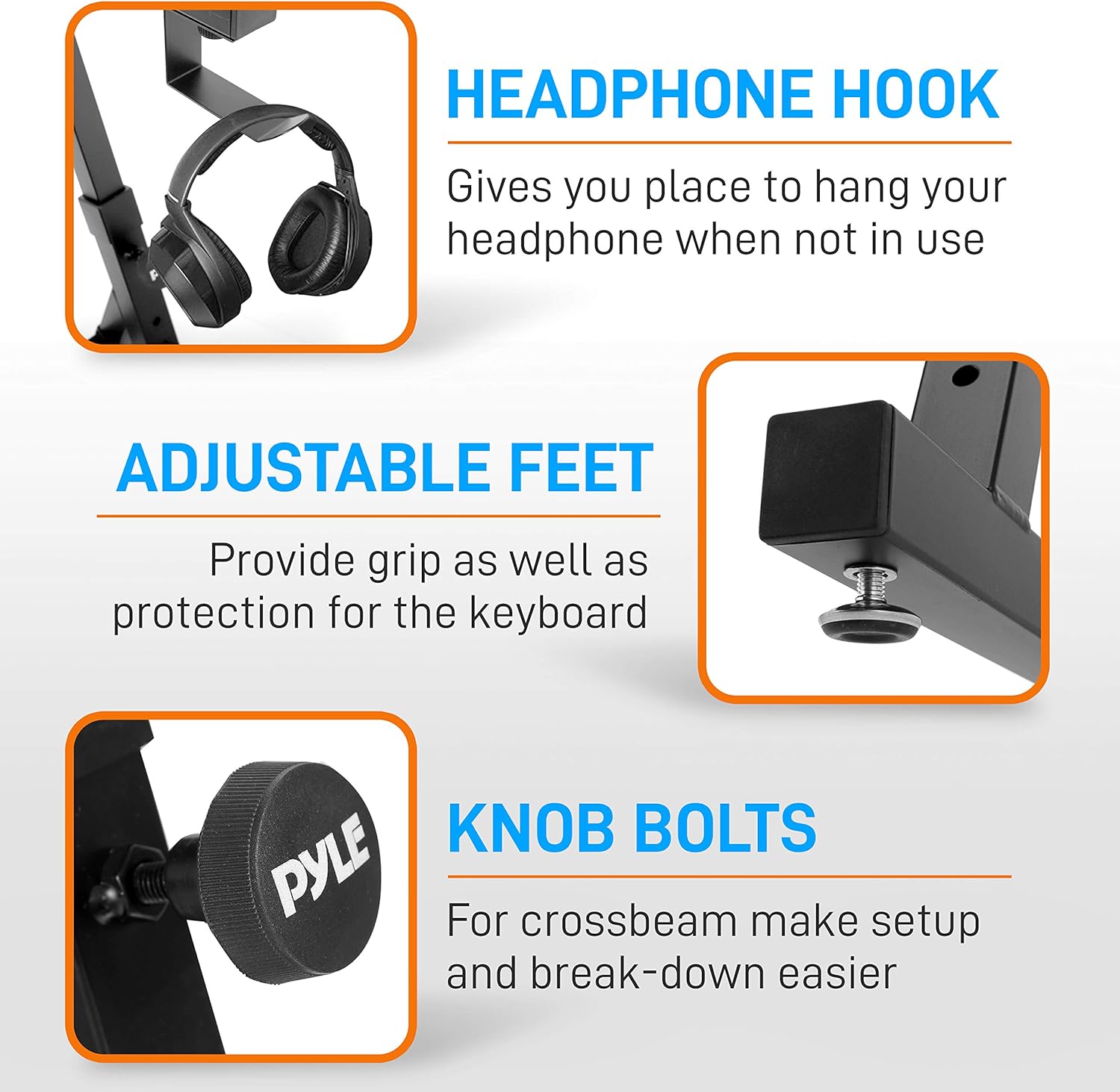 Pyle Heavy Duty Folding Keyboard Sturdy Reinforced Z Design w/Adjustable Width & Height, Foam Padded Arms, Digital Piano Stand, Fits 54-88 Key Electric Pianos & Used for Travel & Storage (PKST38.7)