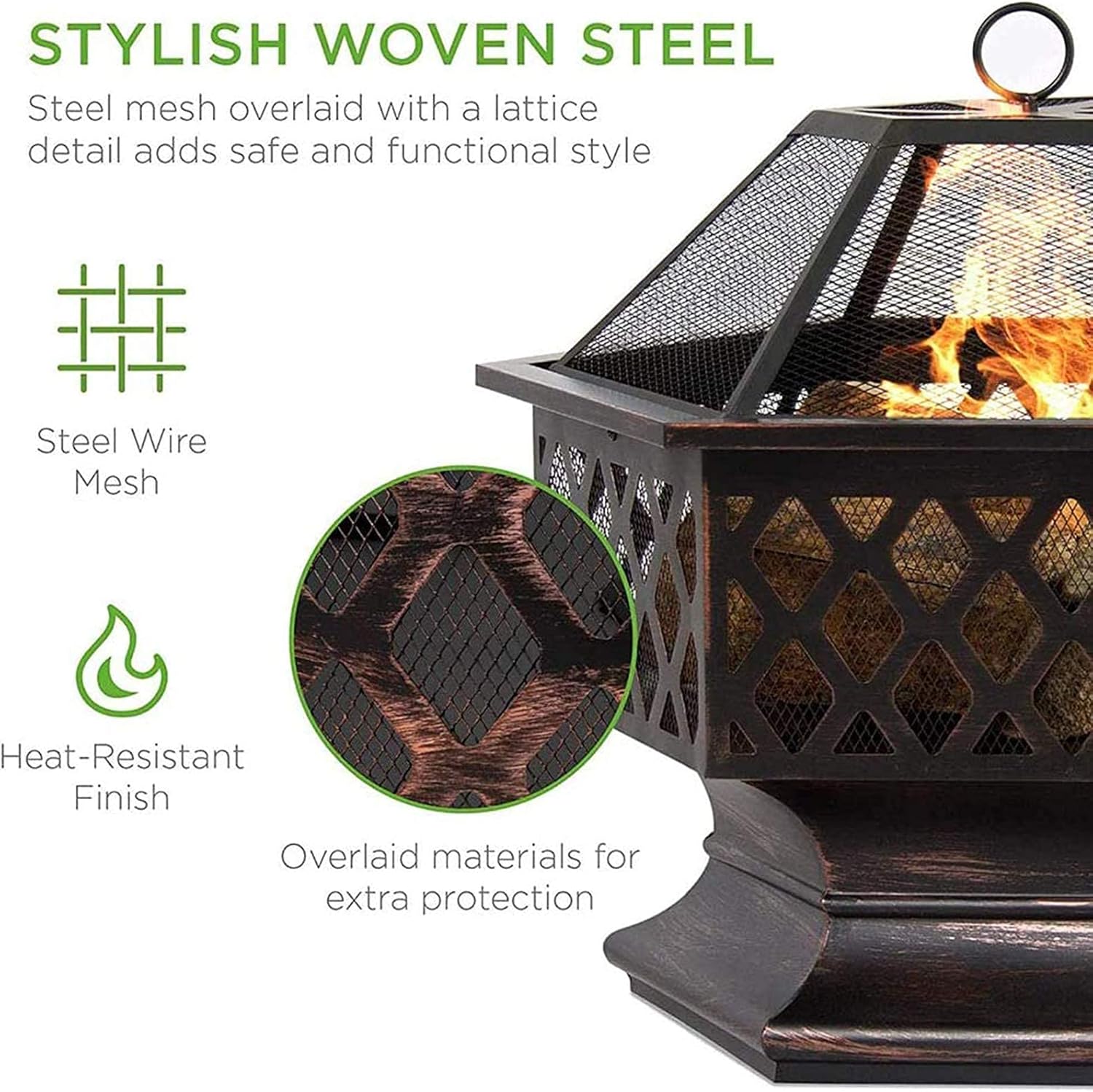 Wood Burning Fire Pit Outdoor Fire Pit Table Grill Bowl Outdoor Heaters & Fire Pits with Grill Grate for Camping Picnic Bonfire Patio Backyard Garden Beaches Park