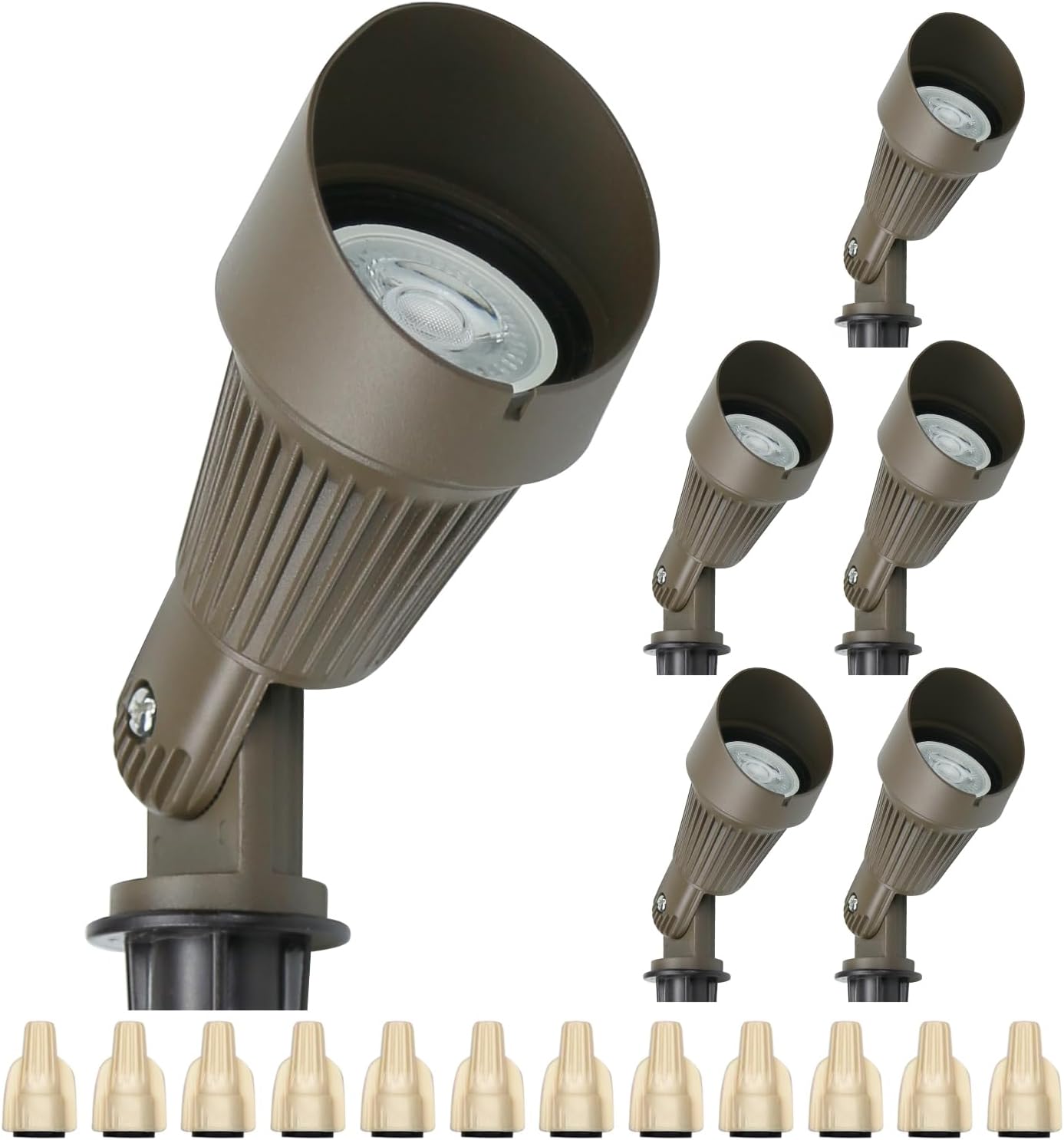 Lumina Lighting® 4W Landscape lighting 12V Landscape Lights Low Voltage Landscape Spotlights Warm White Waterproof Outdoor Replaceable LED Bulb for Garden, Lawn, Porch, Patio and Yard (Bronze, 6-Pack)