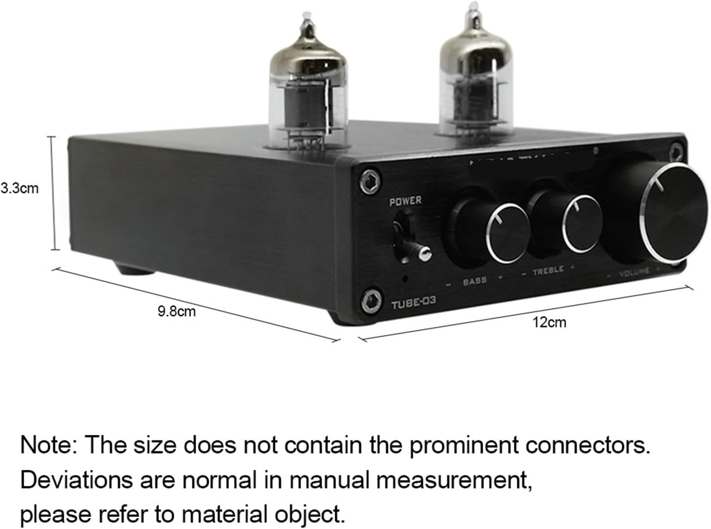 TUBE-03 Mini HiFi Audio Preamplifier 6K4 Tube Amplifier Buffer Treble Bass Adjustment Preamplifier Silver