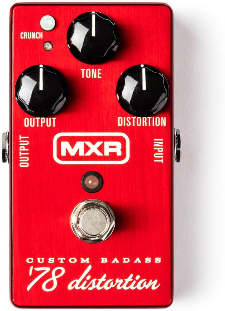 MXR M78 Custom Badass '78 Distortion Pedal - Bundle with 2 Instrument Cables and 2 Patch Cables