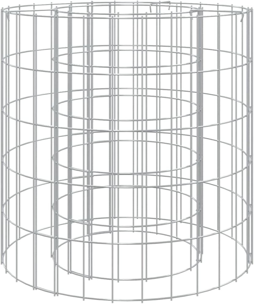 Outdoor Gabion Fire Pit, Galvanized Iron Outdoor Portable Fireplace Living Firebowl for Outside Wood Burning Heavy Duty Charcoal Burner, Ø 19.7