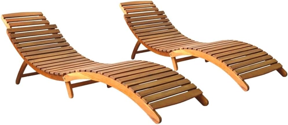 Patio Lounges Sun Loungers 2 pcs Solid Acacia Wood