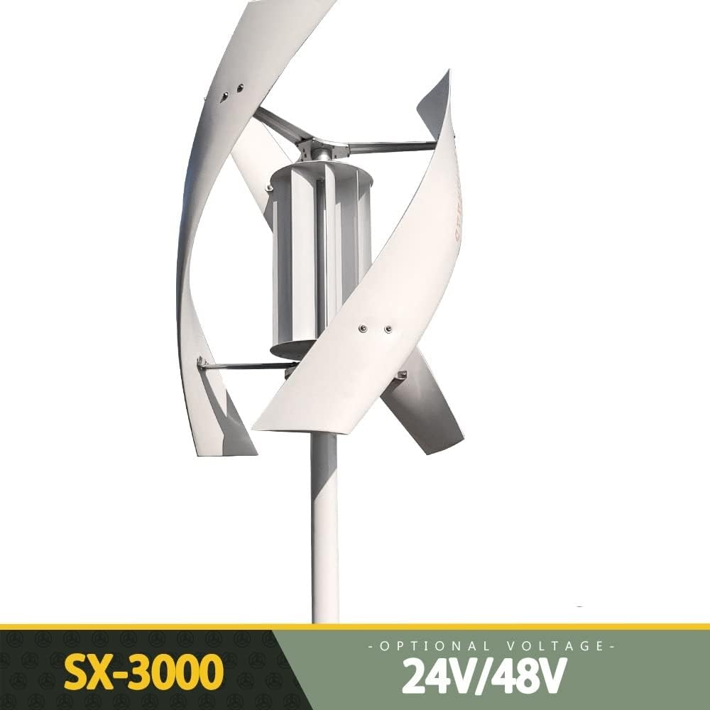 Wind Power Turbine Generator 3000W 24V 48V Vertical Wind Turbine Generator for Home Free Energy Wind Power Windmill Permanent Maglev with MPPT Controller (Color : with Controller, Size : 24V_3000W)