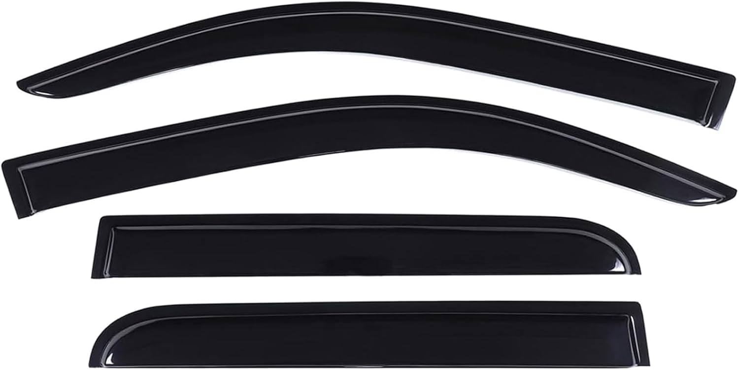 Side Window Rain Guards Visor Deflectors Compatible with 2024 2025 Toyota Tacoma Tinted Rain Guards SR SR5 TRD PreRunner Sport Off-Road i-FORCEMAX Limited Trailhunter Pro Accessories, Outside Mount