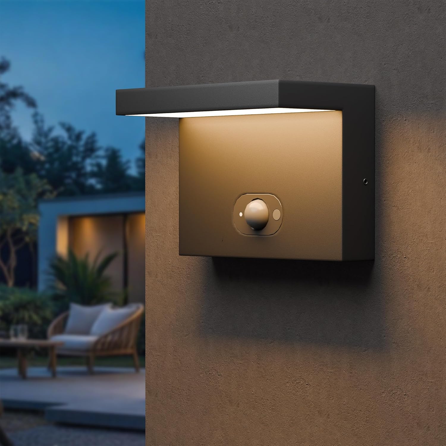 Lustrlach Solar Light Outdoor Motion Sensor Wall Sconce LED Exterior Lighting Fixture for House Modern Outside Front Porch Light with 3 Moders,IP65 Waterproof