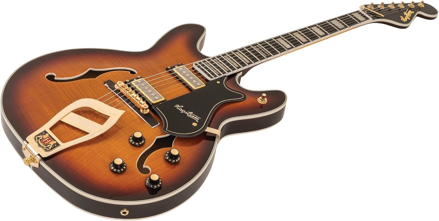 Hagstrom 6 String Electric Guitar Pack, Right, Vintage Sunburst (VIK67-G-VSB)