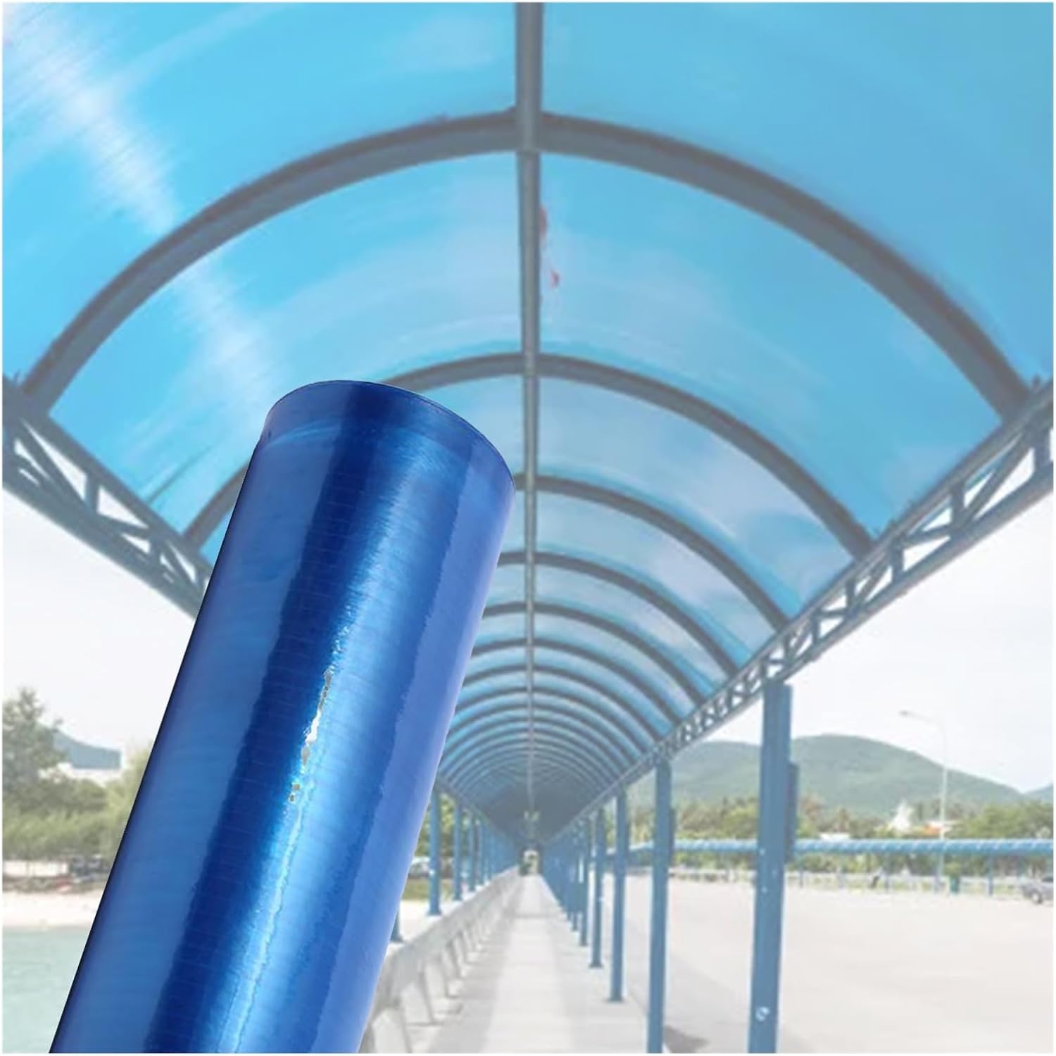 Polycarbonate Roofing Sheet, 1.2mm Outdoor Garden Greenhouse Covering, All-Weather Strong Impact Rain-Proof Daylighting Panels, for Canopy, Carports (Color : Blue, Size : 59.1 X 118.1 in)