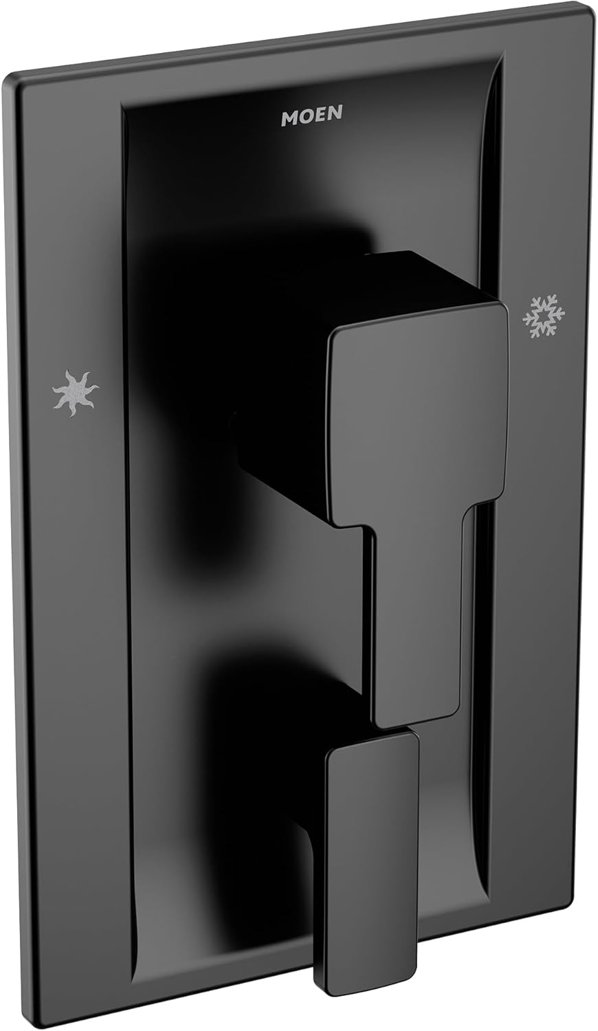 Moen 90 Degree Matte Black Posi-Temp with Built-in 3-Function Transfer Valve Trim Kit, Valve Required, TS2710BL