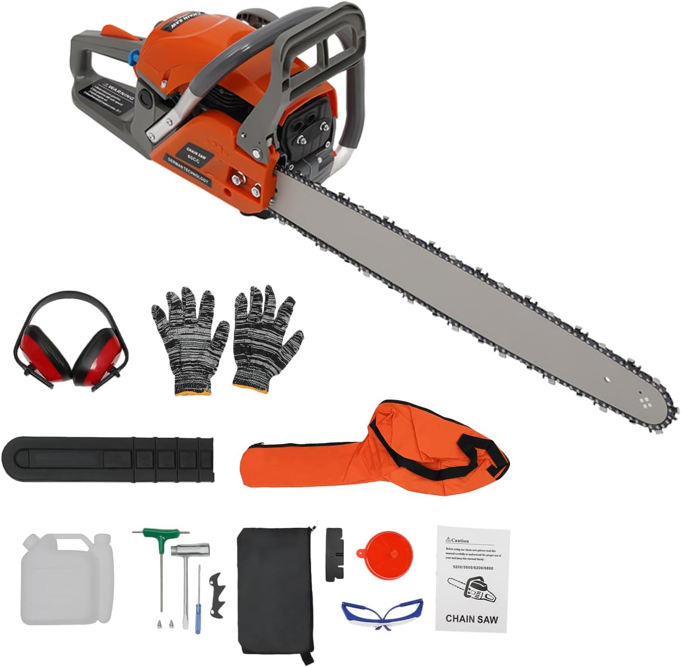 22 Inch Gas Chainsaw, 60CC 3.75HP Gas Power Chain Saw, 2-Stroke Single-Cylinder Chainsaw Gas Powered, Petrol Handheld Gasoline Chainsaws for Tree Pruning, Wood Cutting