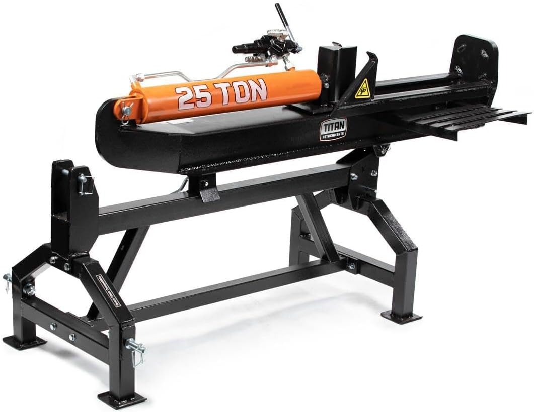 Titan Attachments 3 Point Industrial 25 Ton Hydraulic Horizontal/Vertical Log Splitter, Category 1 Tractor