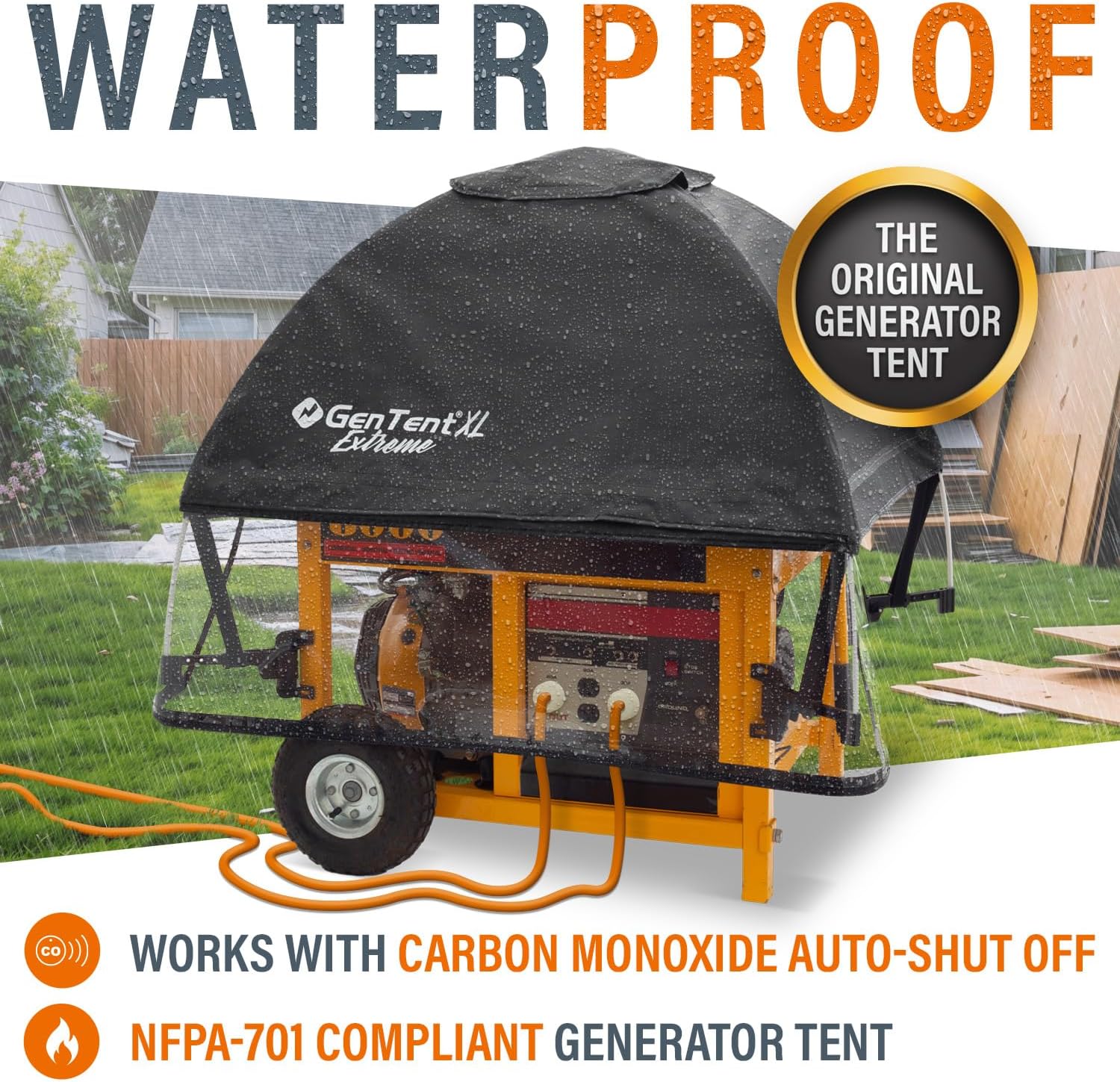 GenTent XL Generator Running Cover - Universal Kit (Extreme, Black) - for Larger Open Frame Generators