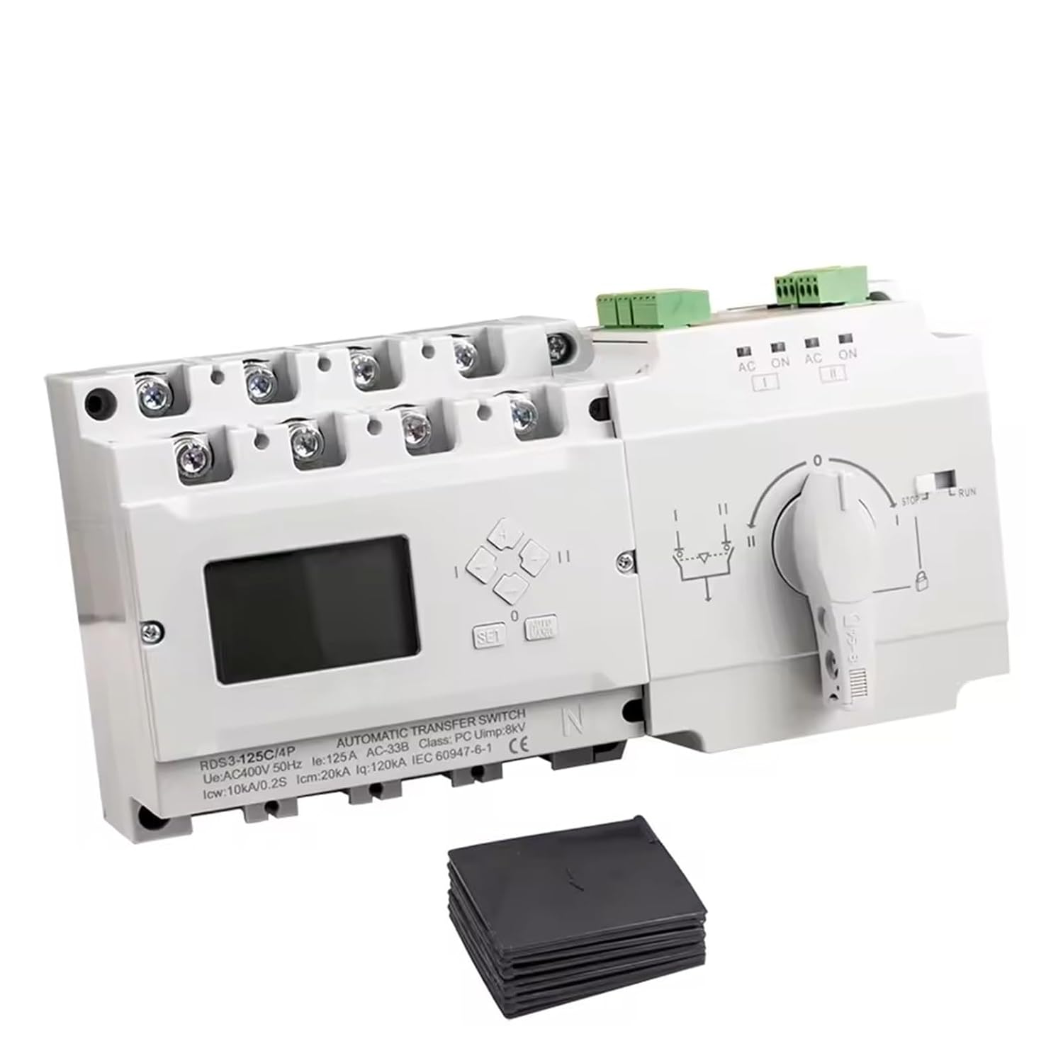 C/D Type 63A 100A 125A ATS Generator Dual Power Automatic Transfer Switch with Control Panel Circuit Breaker(125A D Type Cable)