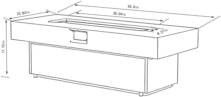 Tabletop Propane Fire Pits, 56 x 23 in, 50,000 BTU Outdoor firepit Table, Suitable for Outdoor, Patio, Balcony, Three Height Options