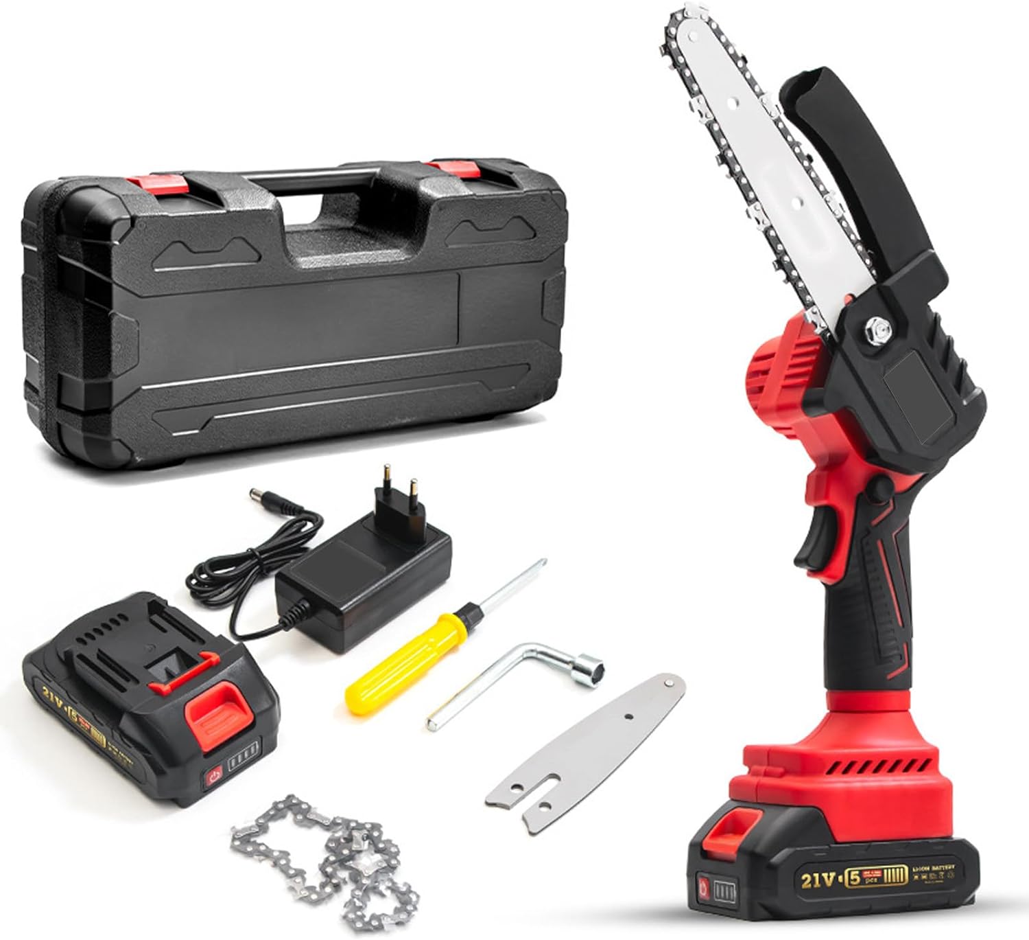 Mini Handheld Electric Chain Saw Can Be Used With Both Hands, High-Power Electric Saw With Large Capacity, Suitable For Branch Cutting And Orchard Branch Sorting(Color:C)