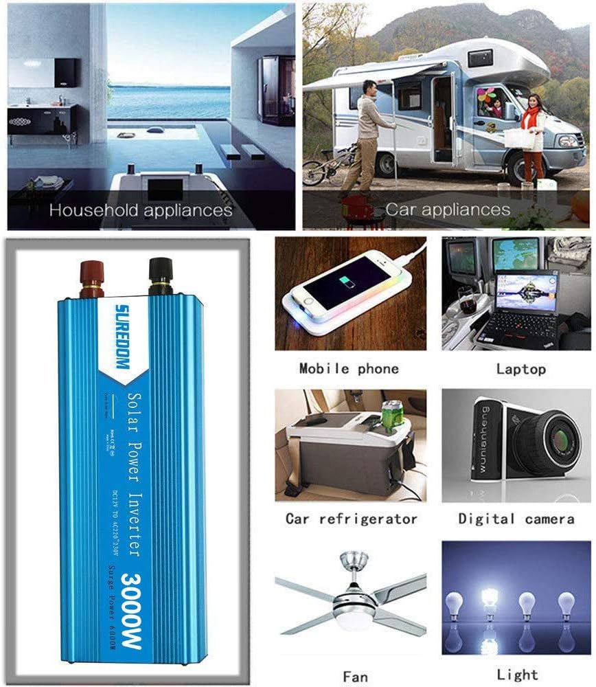 Pure Sine Wave Power Inverter 3000W/6000W Peak Converter DC 12V 24V to AC 110V 220V with LED Display & Dual Universal Sockets for RV Truck Car Boat,24Vto110V