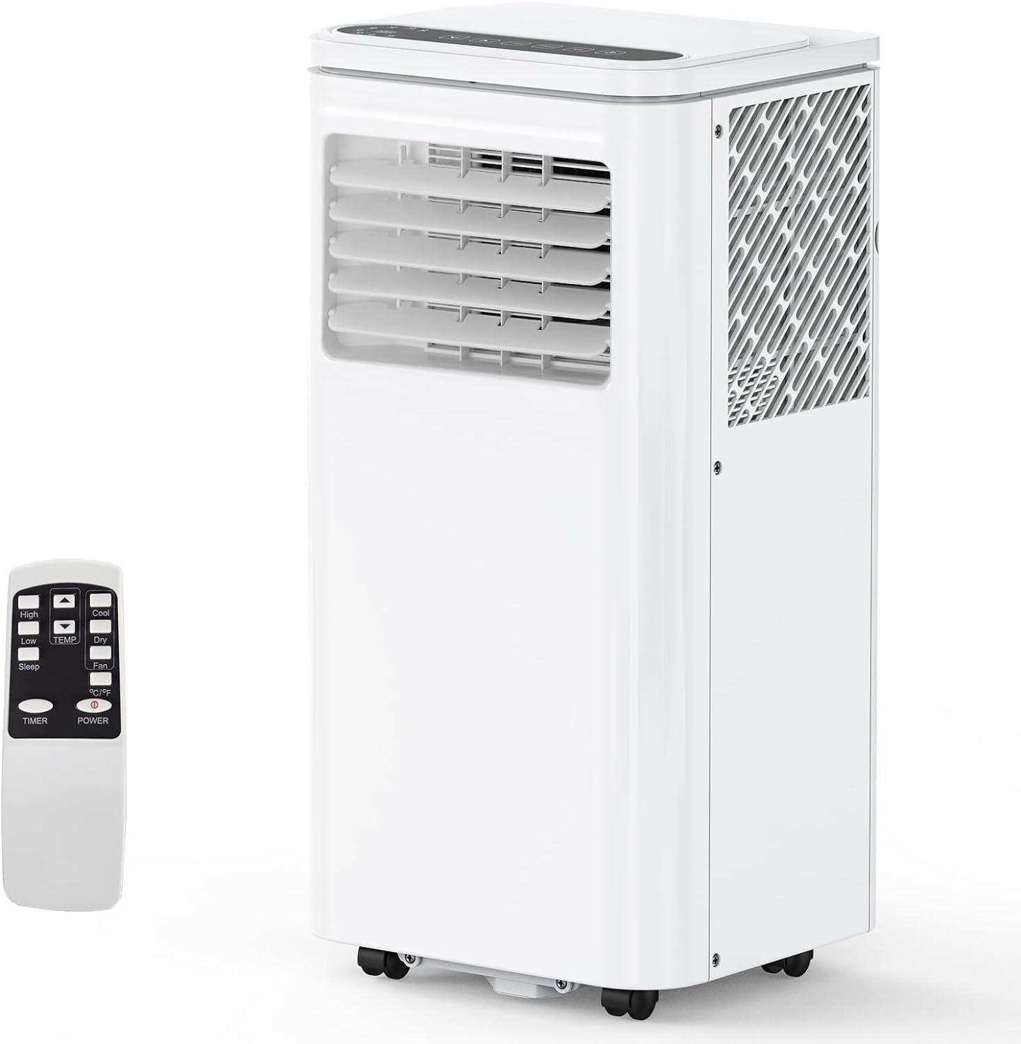 8,000 BTU Portable Air Conditioner 3-In-1 Cooling, Dehumidifier & Fan With LED Display, 24-Hour Timer, Remote Control, Casters & 59-Inch Exhaust Hose With Window Kit for Up to 350 Sq Ft