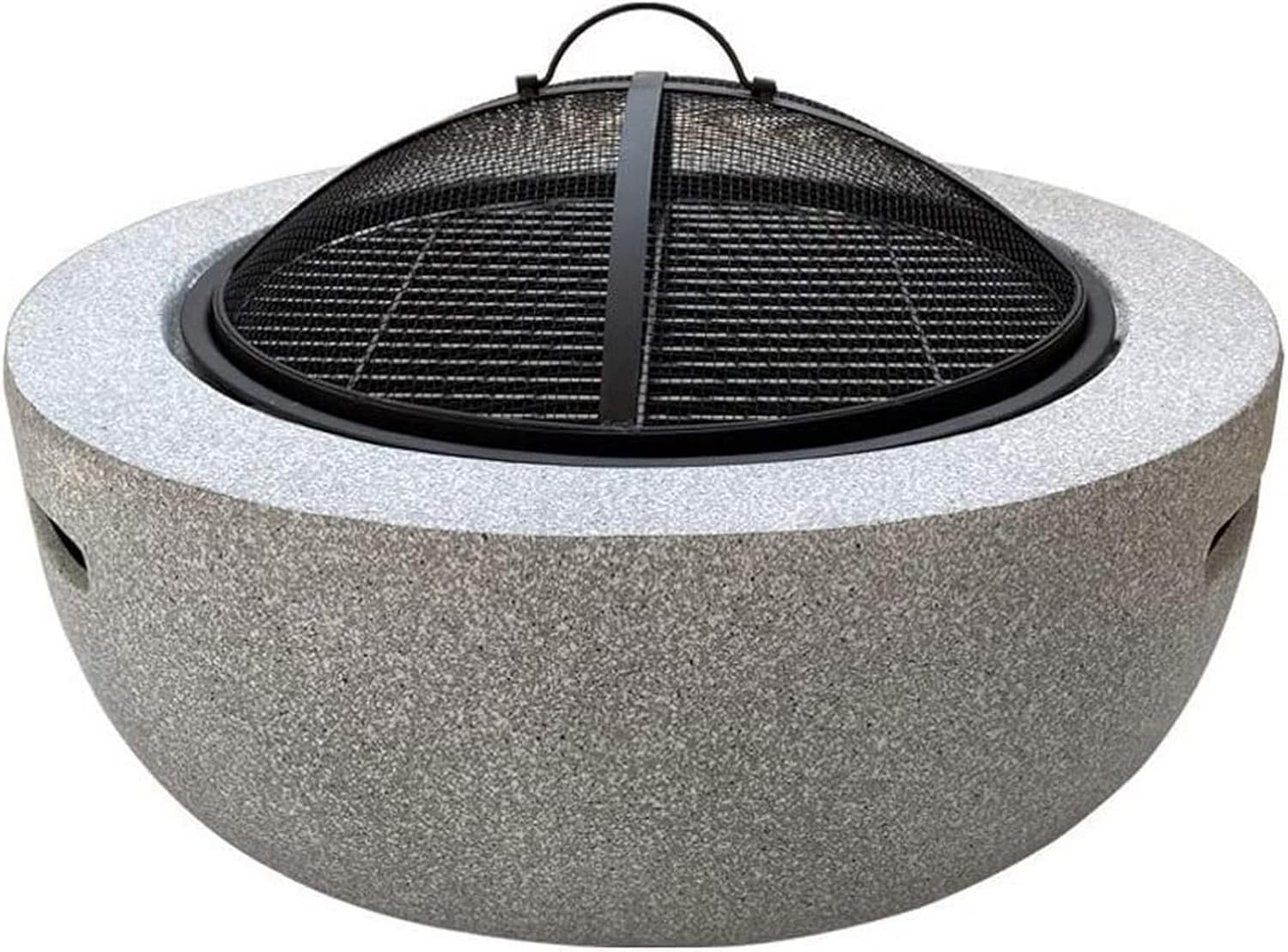 Garden Fire Pit Grill Bowl Grill Barbecue Rack Fire Pits for Garden,Large Wood Burning, with Grill and Lid Cast Iron BBQ Fire Bowl Cover 60Cm Camping Spark Guard Firepit Outdoor Fire Pits