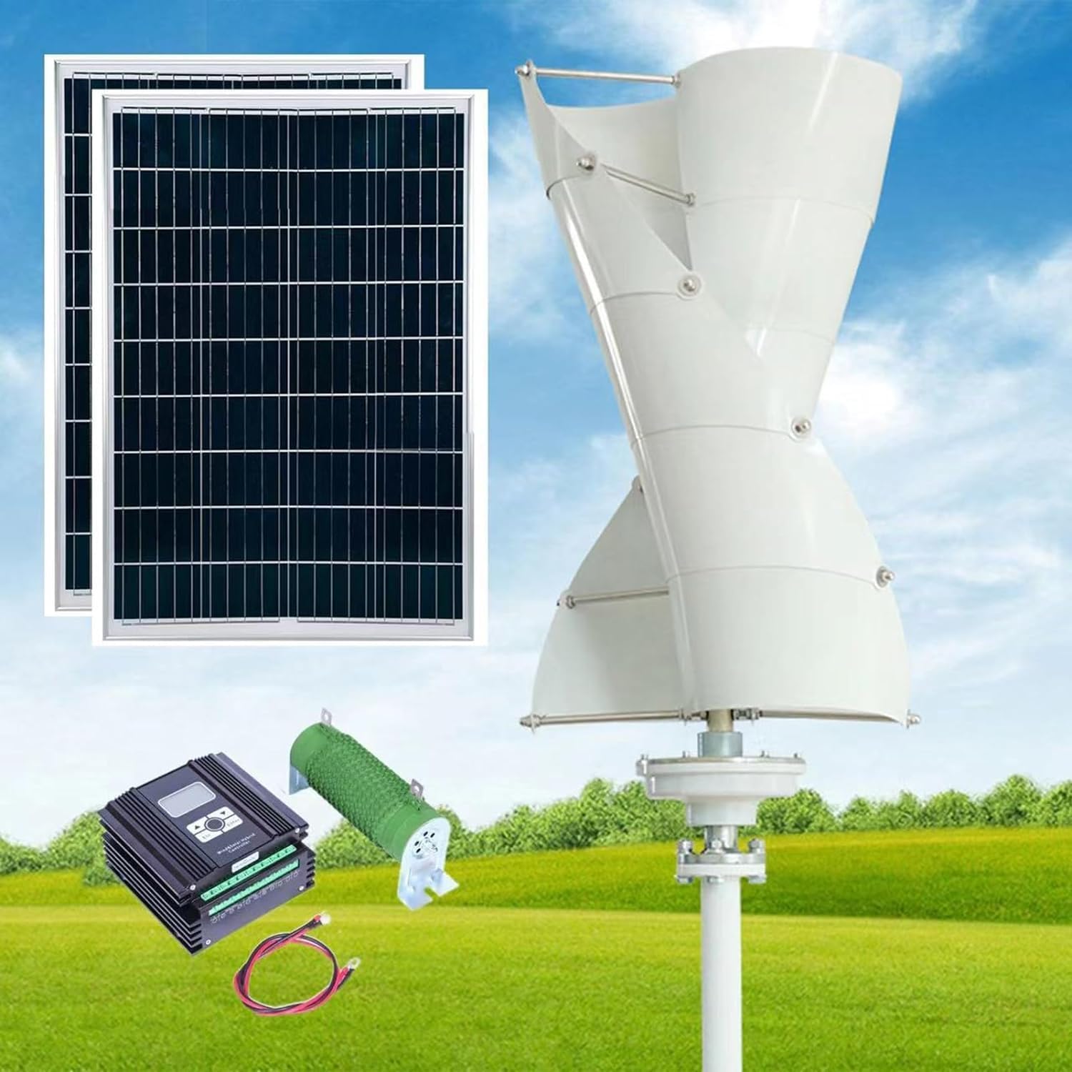 CHRISK Vertical Axis Wind Turbine 9000W Small Wind Turbine Kit Wind and Solar Complementary Street Light Marine Monitoring Wind Turbine