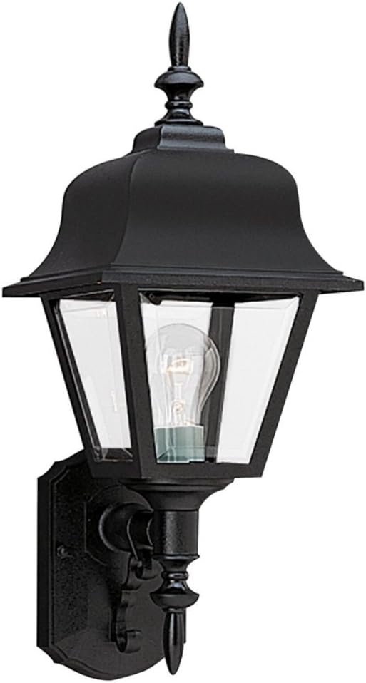 Generation Lighting 8765-12 One-Light Outdoor Wall Lantern with Clear Beveled Acrylic Panels, Black Finish
