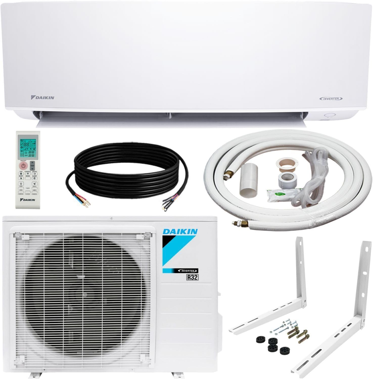 Daikin 24,000 BTU 21 SEER2 Oterra R32 Series Ductless Mini-Split Air Conditioner with Installation Kit and Wall Bracket- 230V