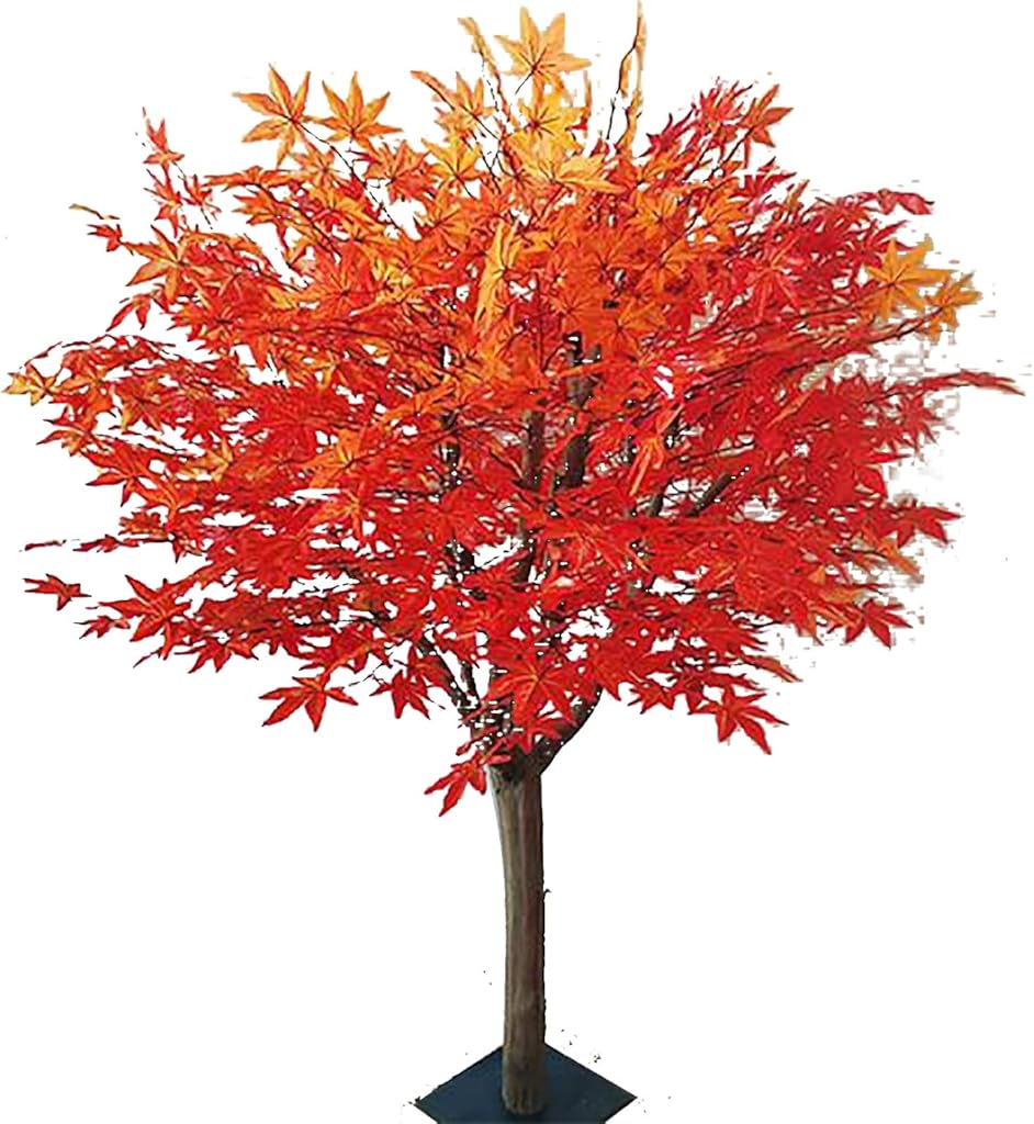 Designer Look Artificial Red Maple Tree, Realistic Faux Plant with a Luxurious Full Canopy for a Stunning Decor(10ft)