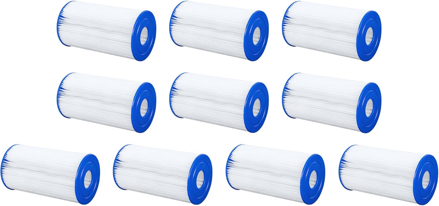 Bestway Flowclear Type IV or Type B Replacement Cartridge Filter for Above Ground Swimming Pool with 2500 Gallon Per Hour Filter Pump (10 Pack)