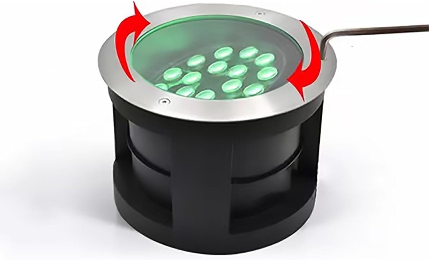 Outdoor Buried LED Landscape Lights - 30° Adjustable Angle Round Ground Spot Light, Waterproof Recessed for Driveways, Patios, Garden, and Park Lighting(White,48W)