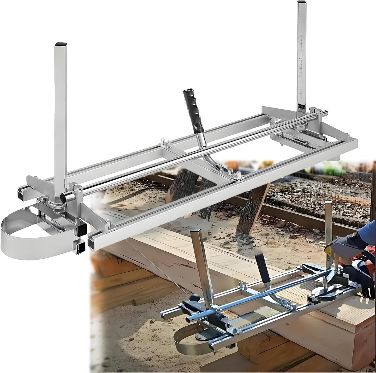 Chainsaw Milling Machine,Portable Chain Saw Mill Planking Milling Machine,Wood Cutting Chainsaw Accessories with Scale, Adjustable Thickness,Rail Mill Guide for Carp