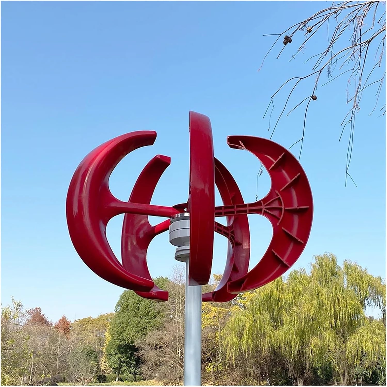 Wind Turbine Generator Kit, 6KW Free Energy Vertical Maglev Wind Turbine High nerator 5000W 24V 48V Household Windmill for Hybrid Solar Wind System(Rojo,24V)