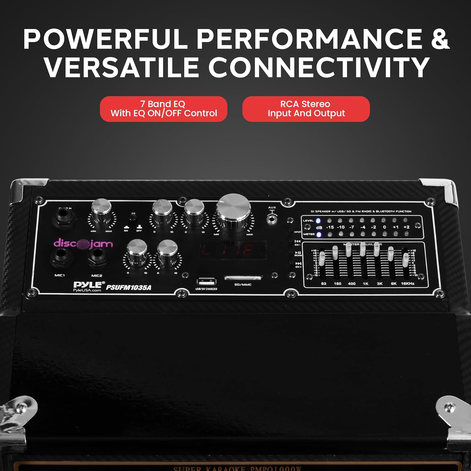 Pyle Wireless Active PA Speaker System - 1000W Portable High Powered Bluetooth Compatible Outdoor Sound Speaker w/ USB SD MP3 FM Radio AUX RCA LED DJ Lights - 35mm Stand Mount, Remote