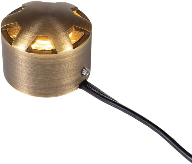 VOLT 12V 1W 2200K Candlelight IP67 Watertight 100 Lumen Solid Brass BuddyPro LED Puck Light (Turret Top) for Deck, Step or Hardscape Outdoor Lighting