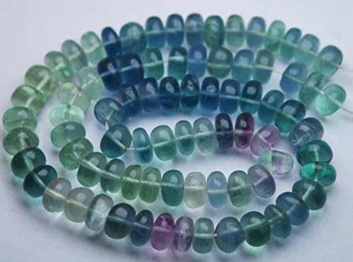 13 inch natural beads strand of 8-9mm smooth rondelle fluorite gemstone beads for DIY jewelry - necklace, bracelet, earring, ring.