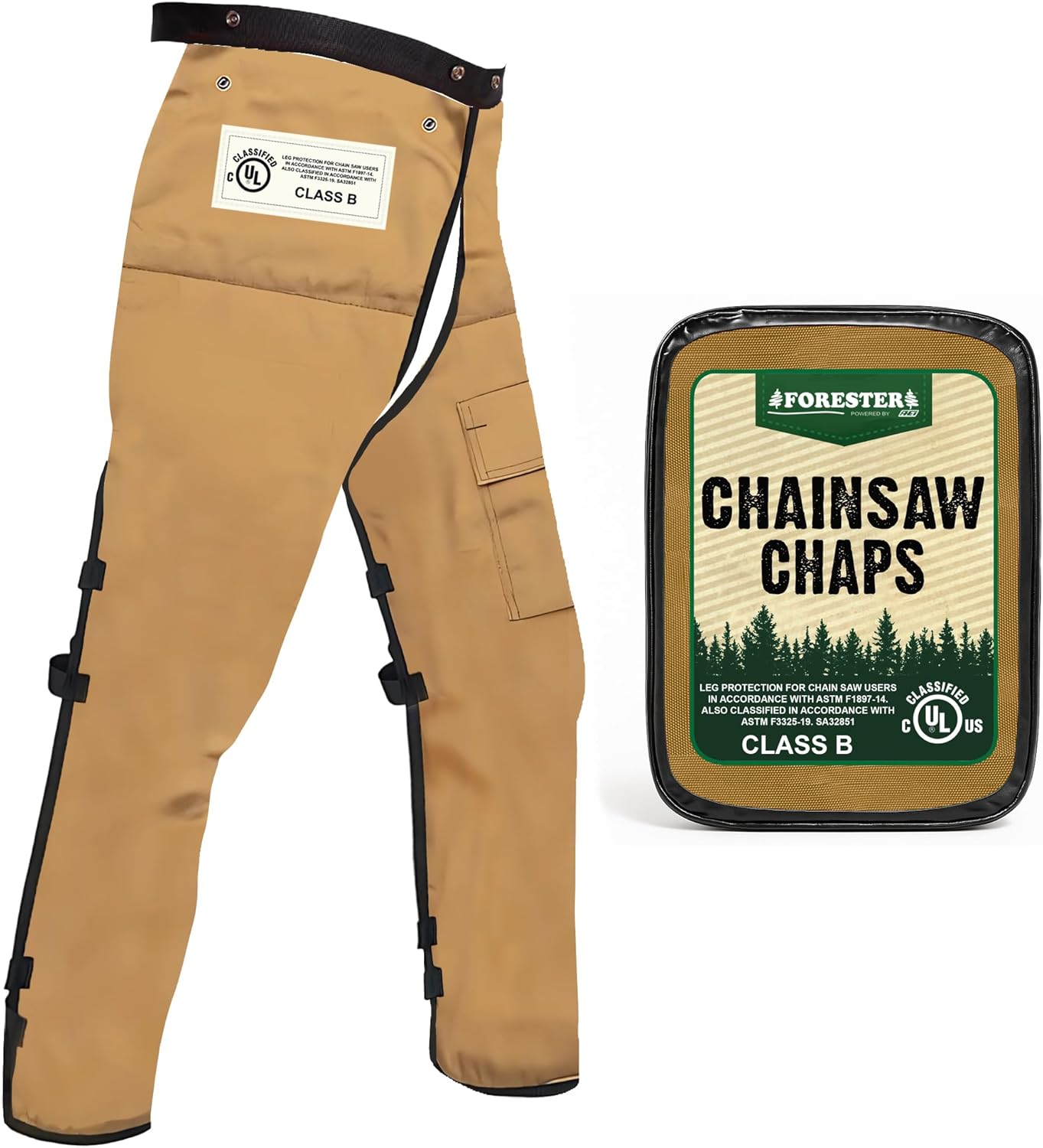 FORESTER Chainsaw Chaps for Men & Women | Apron-Style Chaps with Pocket & Adjustable Waist | Chainsaw Safety Equipment