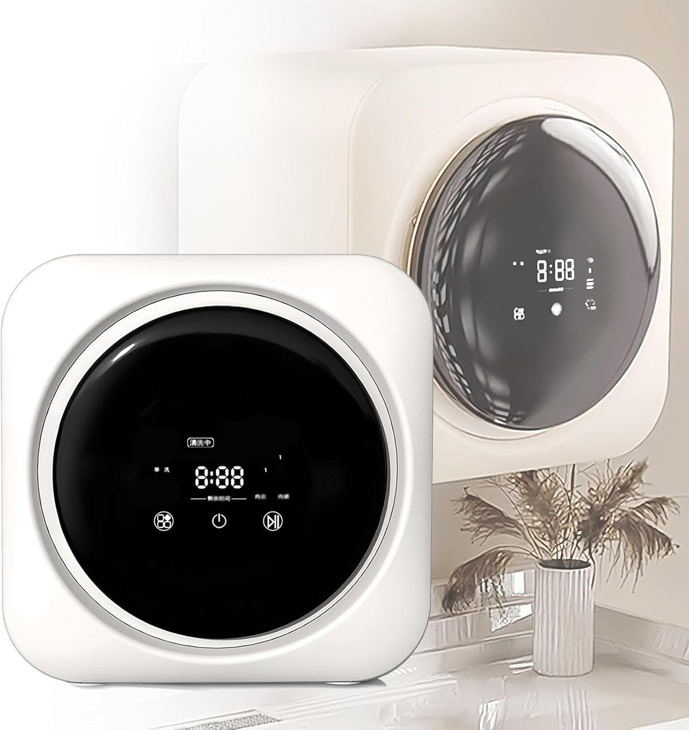 2 in 1 Mini Portable Washer and Dryer Combo, Mini Washing Machine with LCD Control Panel, Compact Dryer Stainless Steel Drum, for Small Clothes, Underwear, and Socks,Desktop