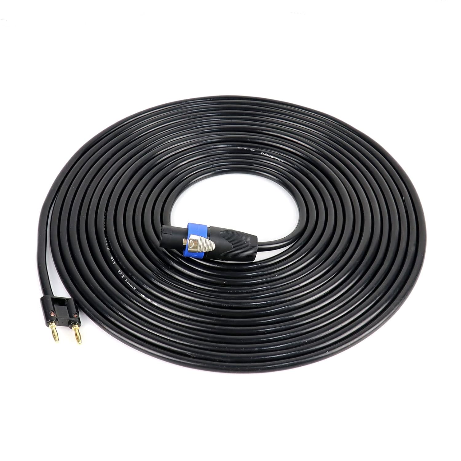 Pack of 3 30 Feet Speakon to Banana Plug Cable with Twist Lock - 3pcs 30 Ft. Compatible Dual Tips Speaker to Power Amp Cord - Pro PA DJ Audio Speak-On Extension Wire 30FT