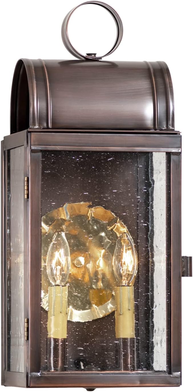 Irvin's Tinware, GL78COP, Town Lattice Outdoor Wall Light in Solid Antique Copper - 2 Light, Colonial Outdoor Lighting