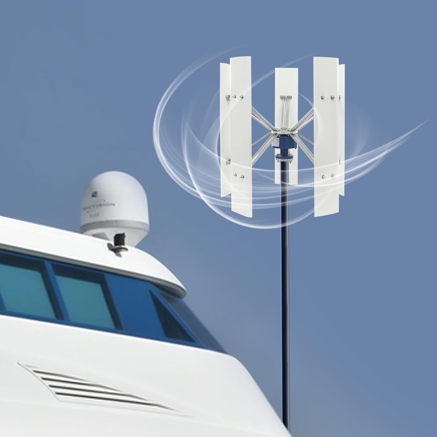 Wind Turbine Generator with 5-blade 100W 12V, Vertical Axis Wind Turbine Generator with Controller Permanent Magnet Levitation System 114.83ft/s Max. Speed