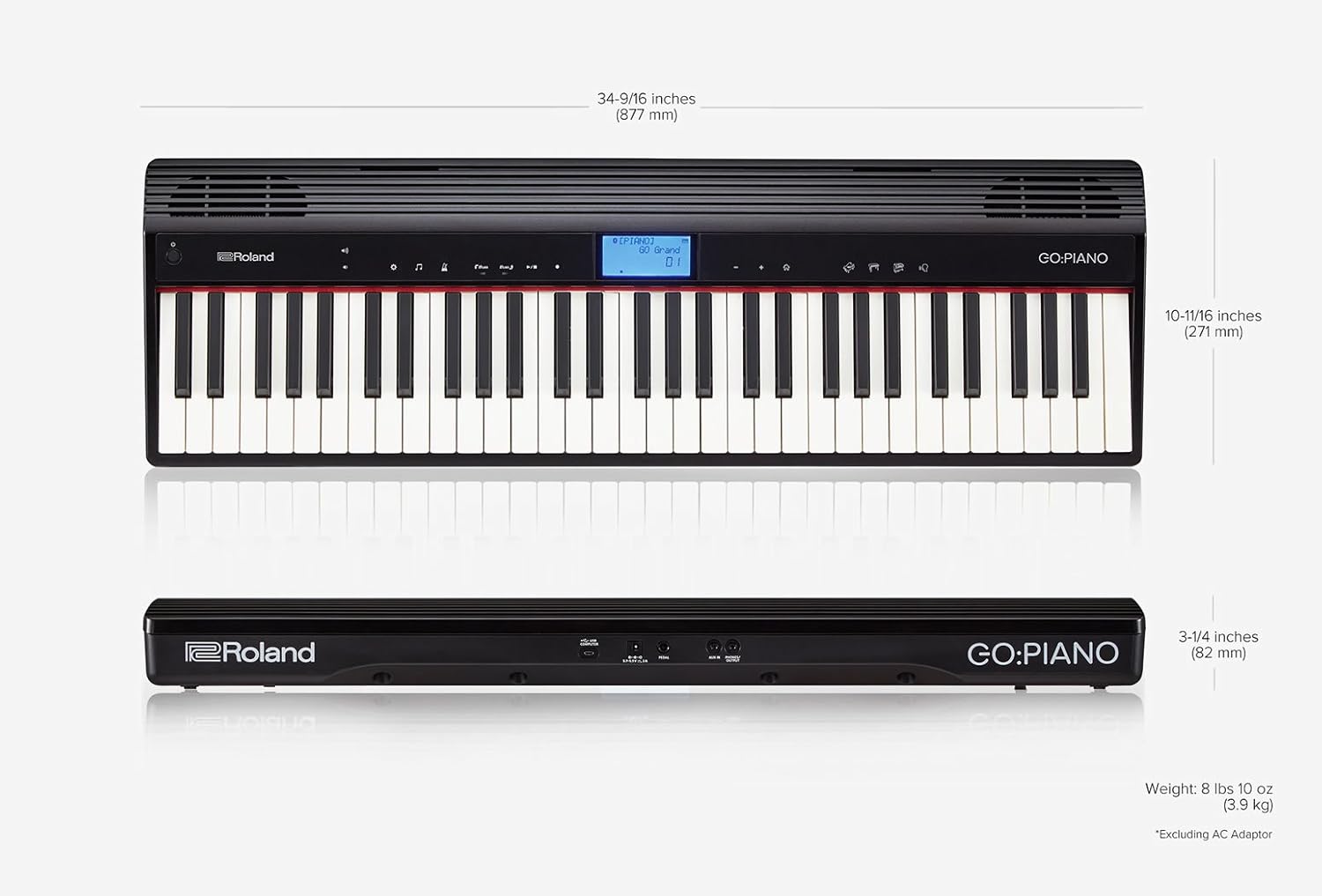 Roland GO:PIANO 61-Key Portable Digital Piano Keyboard with Onboard Bluetooth Speakers and Electronic Teaching (GO-61P)