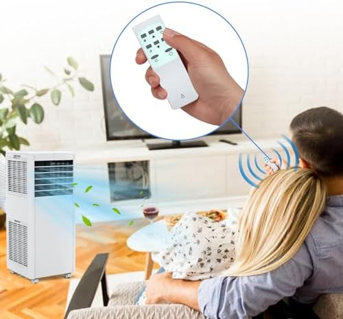 8000 BTU Air Conditioner for Rooms up to 450 sq.ft, 3-in-1 Floor AC Unit, Cool, Dehumidifier and Fan, Portable Air Conditioner with Remote Control, LED Display and Window Kit, White