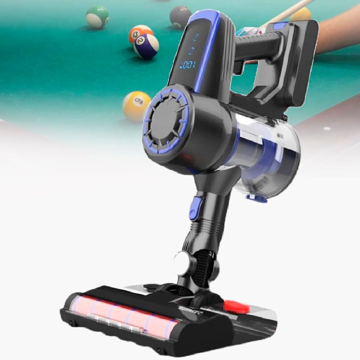 240W Billiard Pool Table Cloth Brush Cleaner, Electric Billiard Table Cloth Cleaner, 2rd Gear Cordless Vacuum Cleaner, for Snooker Table,Blue