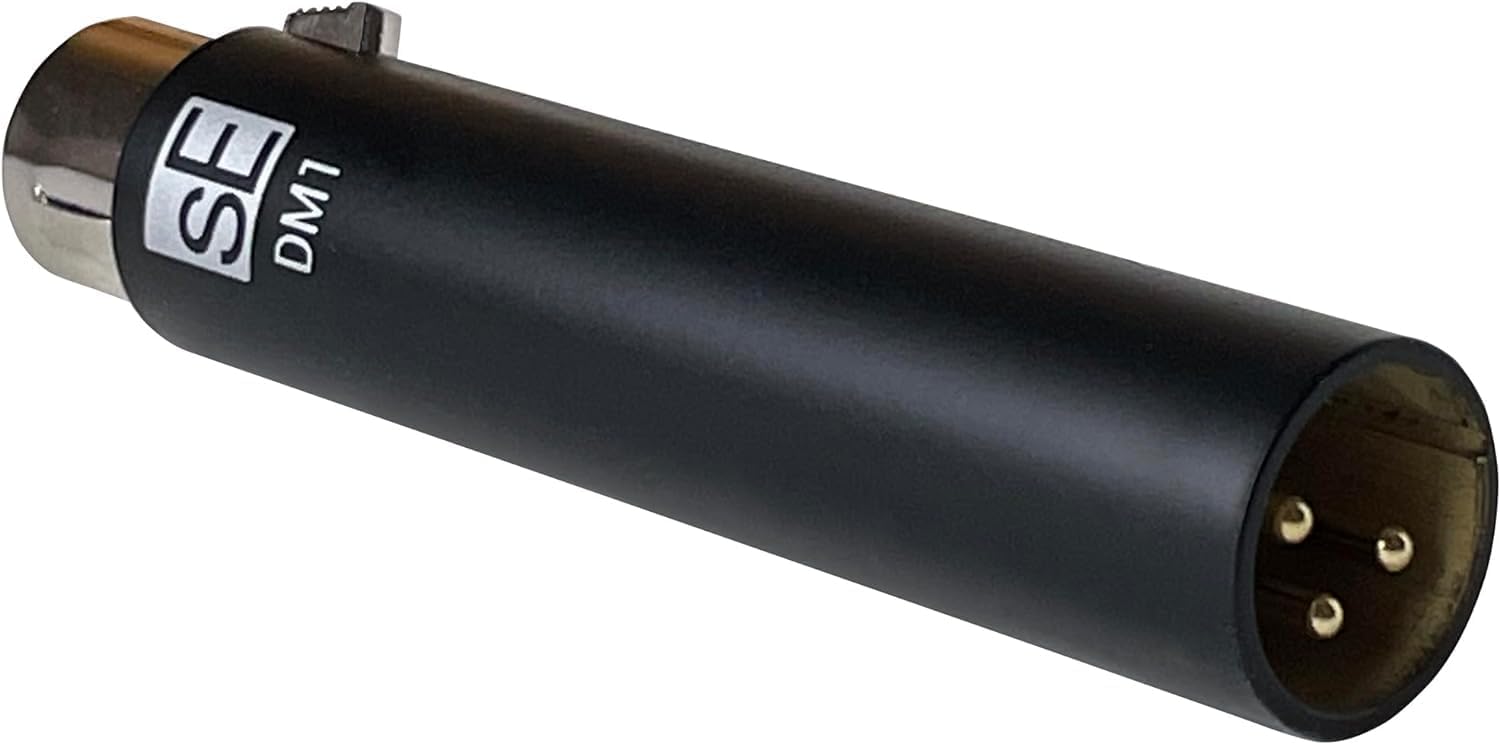 Briskdrop sE Electronics DM1 Dynamite Active In-line Microphone Preamp, Black - Bundle with 2 XLR Cables and 10 Cable Ties, DM1-BLK