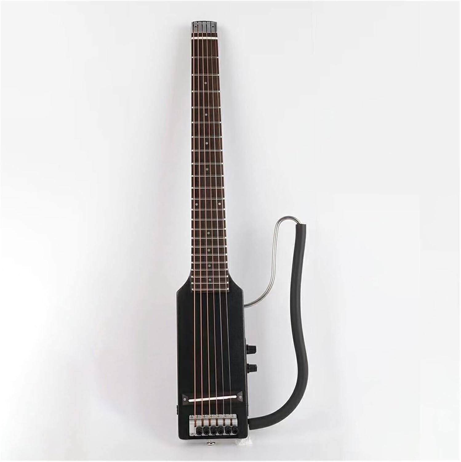 VENEKA Headless Electric Guitar Ultra Short Headless Silent Portable Travel Electric Guitar Maple Body Rosewood Fingerboard (Color : 02)