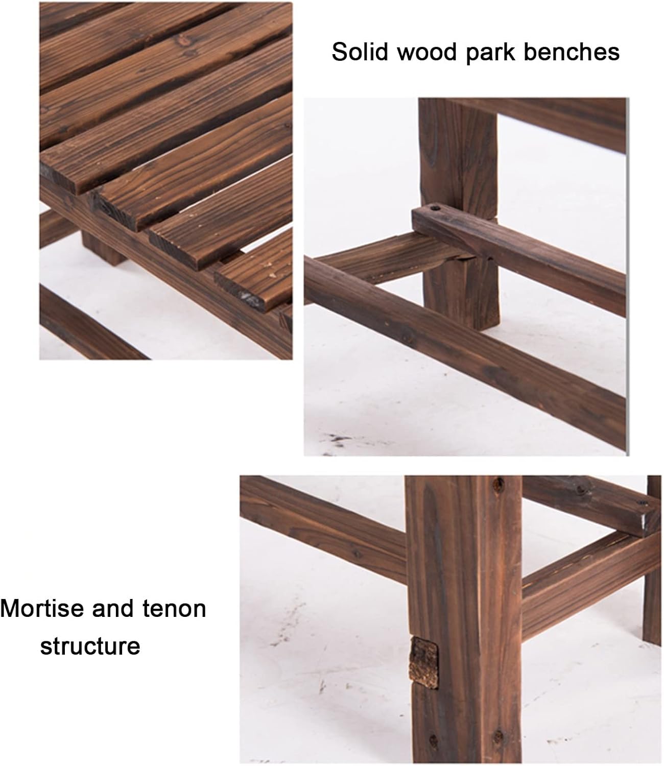 Outdoor Wood Bench Indoor Backless Porch Rustic Square Fir Log Solid Wood Fire Pit Bench for Patio Garden Deck and Backyard,H:40cm/15.7